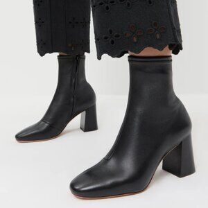 Loeffler Randall Elise Black Stretch Leather Booties (7.5)